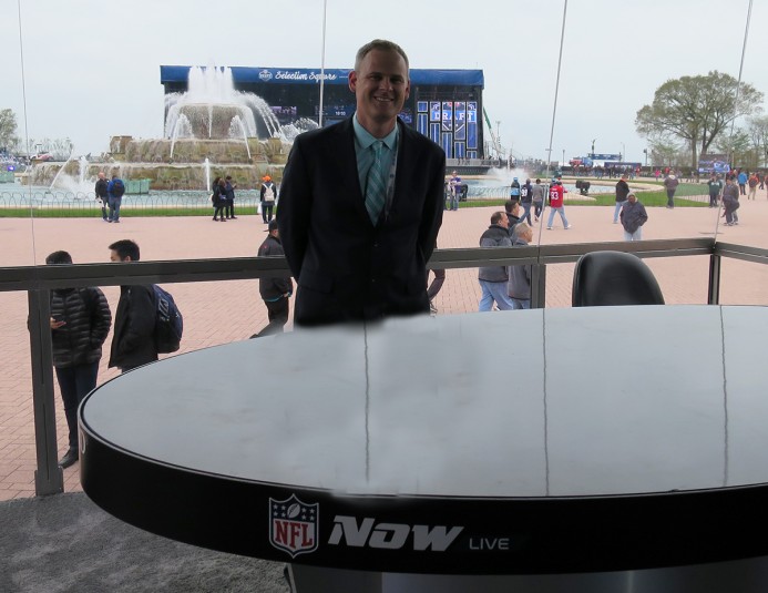 NFL Digital Media Coordinating Producer Mark Brady at the NFL Now Live desk inside The Huddle