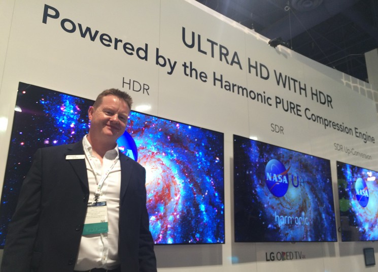 Harmonic’s Ian Trow at the company’s demo of HDR/SDR/upconverted HDR