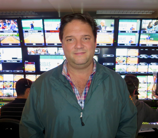 Bob Whyley, Tennis Channel, senior vice president, production, and executive producer, inside the Tennis Channel control room at Roland Garros.