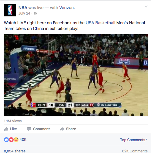 Facebook USA Basketball streaming