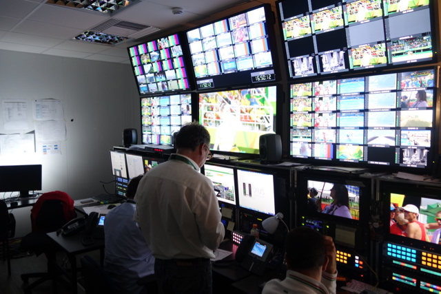 The RAI master control area at the Rio Olympics IBC.