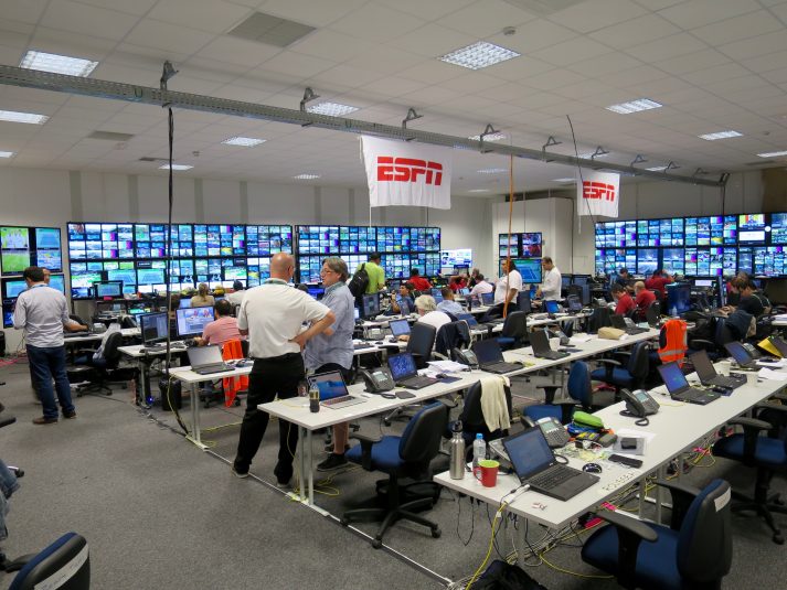 The ESPN content production area for the Rio Olympics is a virtual United Nations of content creation.