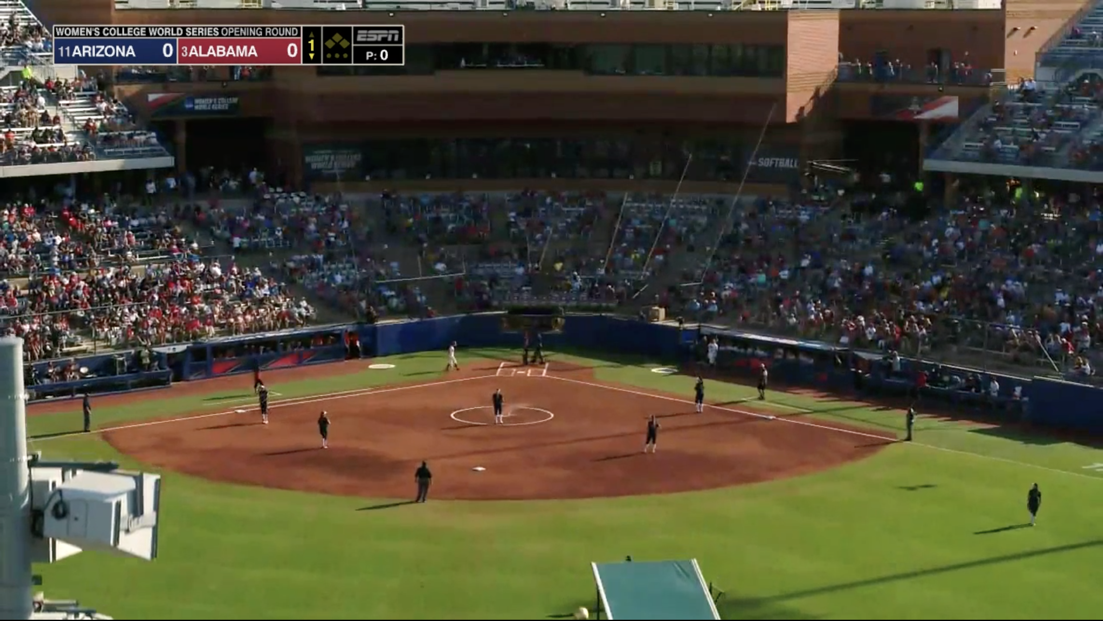 Women S College World Series Espn Celebrates th Year In Okc With 80 Ft Rail Cam Cable Cam Drone