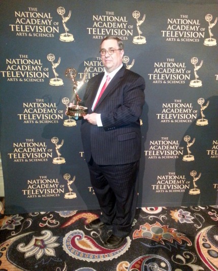 Chuck Pagano with his Lifetime Achievement Emmy Award