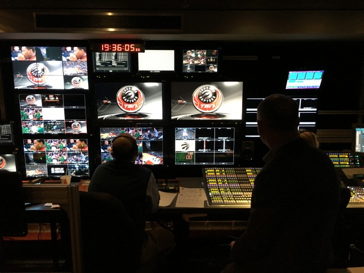 Inside the truck at TSN's first 4K production. 
