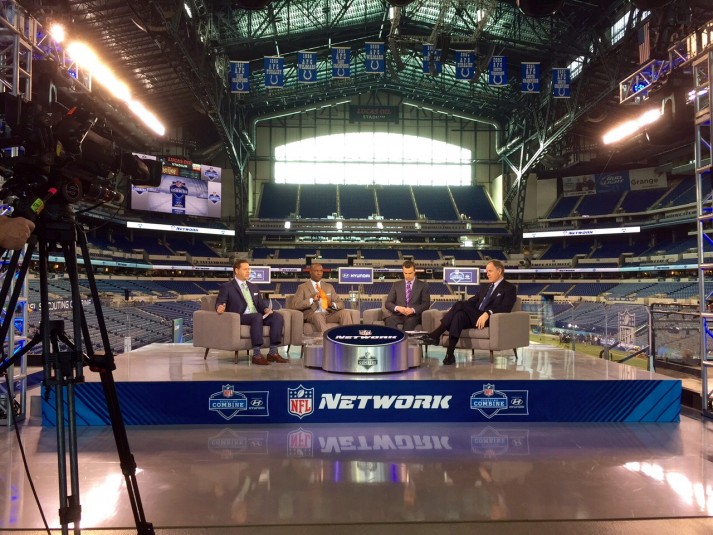 NFL Network's primary set in the concourse area of Lucas Oil Arena