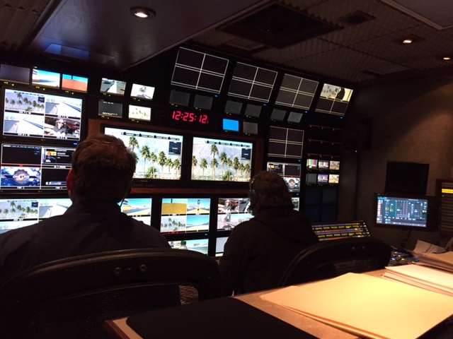 Inside F&F Productions’ GTX-8 during NHRA’s rehearsal production earlier this month