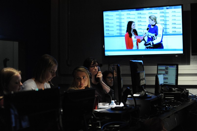 An interdisciplinary group of female students from Ryerson’s Faculty of Communication and Design filled the entire crew of a live broadcast for the Rams Network on Jan. 29.