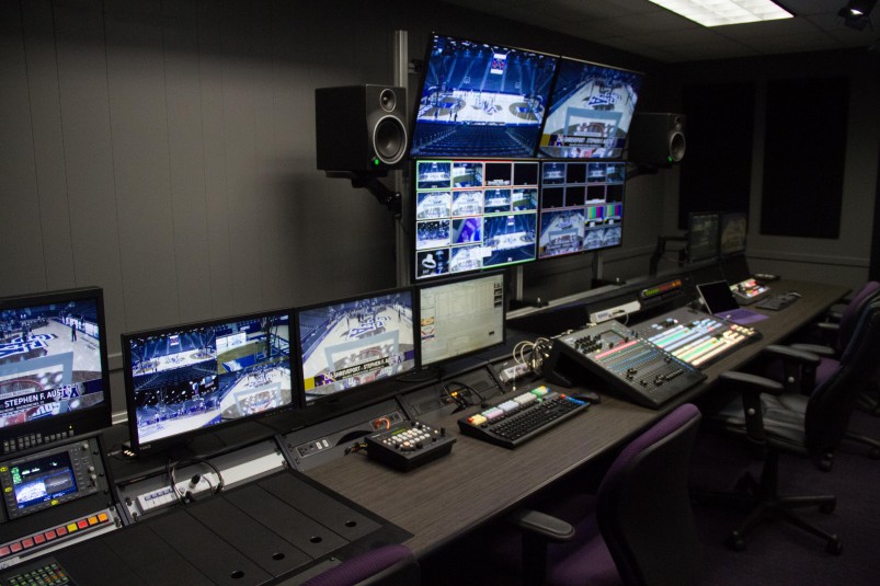 Stephen F. Austin's centralized control room connects to four venues on campus and is designed off the ESPN3 production model.