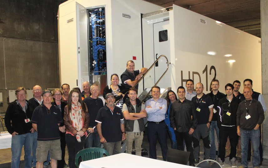 The NEP Australia team with the company's latest addition: HD12.
