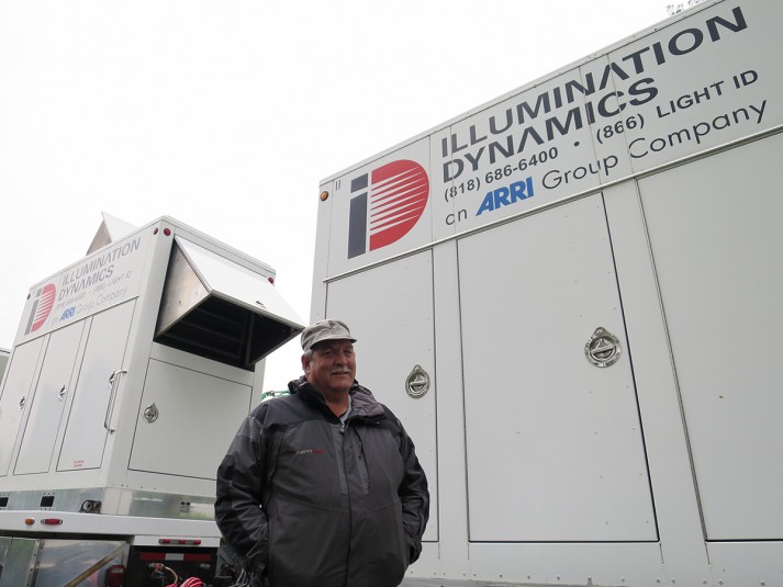 Illumination Dynamics' Derek Miller on hand at the ESPN compound that his generators are powering. 