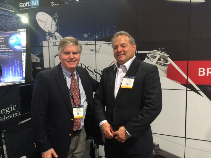 GM Matt Scalici (right) with Clayton Packard, VP, sales and business development, in the PSSI booth at NAB 2016