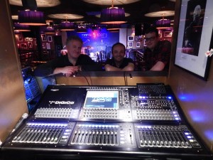 Miles Ashton (left) with DiGiCo's Tim Shaxson and Ben Wiffen from Autograph