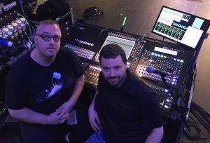 Chris 'Cookie' Hoff (left) with Mikey Beck and the DiGiCo SD10