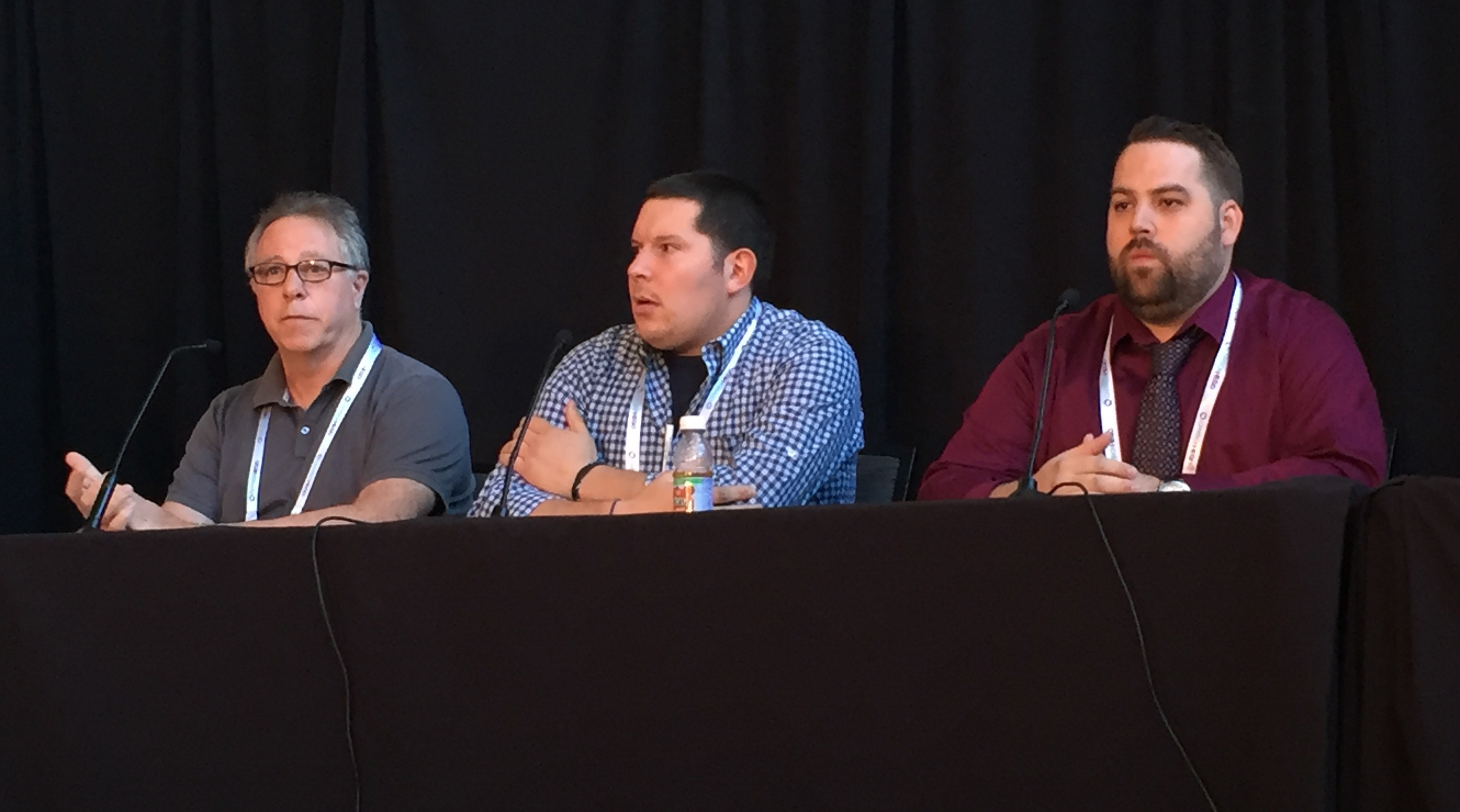 Madison Square Garden’s Marc Bauman, the Philadelphia Union’s Carl Mandell, and the Philadelphia Phillies’ Sean Rainey participate in a panel on production strategies for entertaining fans in-venue.