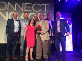 Left to right: Brian Jarvis (Shure); Mark Mitchell (Excellence Marketing); Abby Kaplan (Shure); Paul Cassady, Ken Simons, and Patrick Gilligan (Excellence Marketing); Rick Renner (Shure)