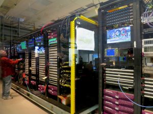 The NBC Olympics broadcast operations center equipment room.