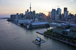 Overview of Sail-in Cinema at Toronto's Sugar Beach