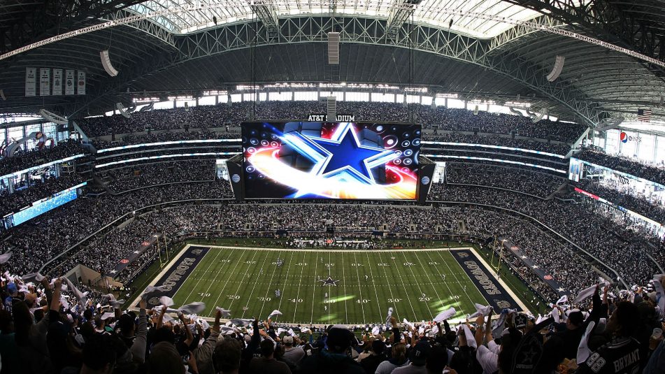 The videoboard at AT&T Stadium will run a new entrance program as the Dallas Cowboys leave the locker room.