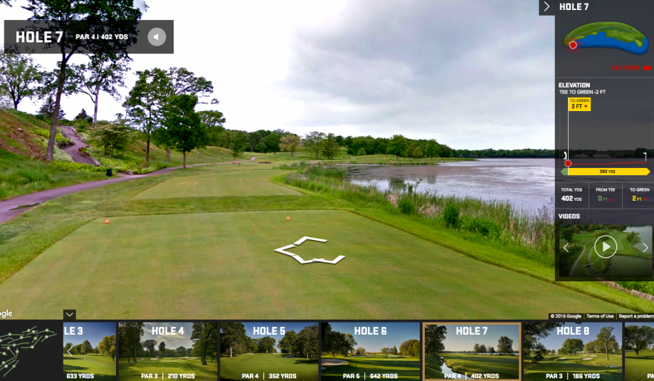 Users can navigate a hole of the course much as they would on Google Street View.