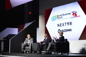 Last year's Sports Business Innovation Showcase featured (l to r) Ernie Johnson, Sports Emmy Award-winning host, Turner Sports; Robert Manfred, Jr., Baseball Commissioner; and Adam Silver, NBA Commissioner.