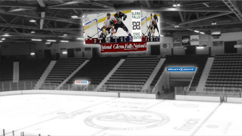 Glens Falls Civic Center, shown in a rendering, gets a 5-mm-pixel-pitch video display in a $2 million upgrade.