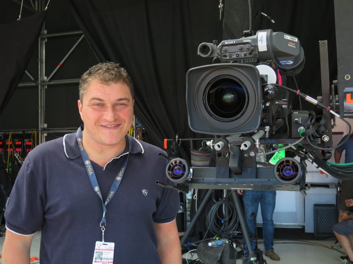 Jason Landau, Sky Sports, design director, with the NCAM system in the Sky Sports Studio.