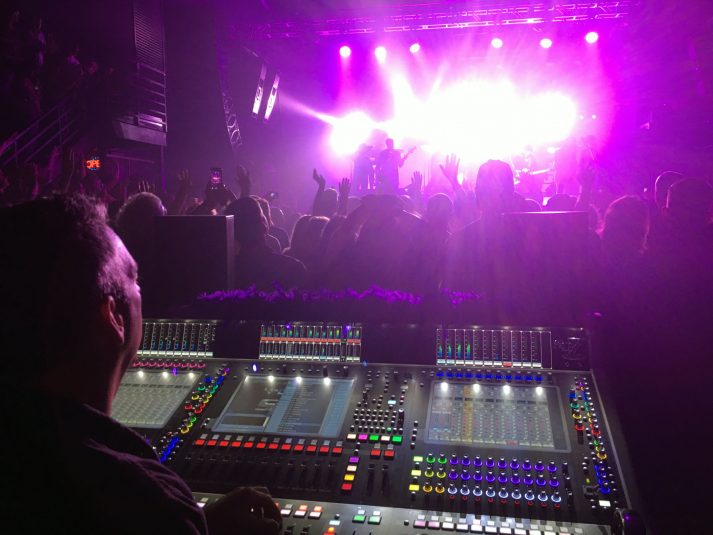 FOH engineer Andy Meyer running the house mix on a DiGiCo SD7