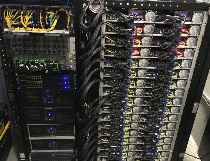 Intel will deploy an army of servers at NRG Stadium, similar to the rack pictured here at Petco Park during the MLB All-Star Game.