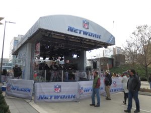 The NFL Network has a dual set outside of the convention center.
