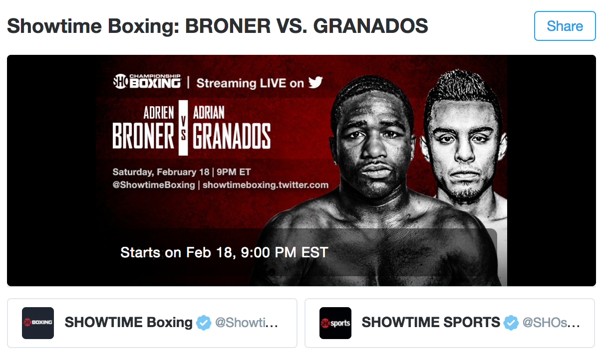 Showtime Sports To Live Stream First Boxing Event on Twitter