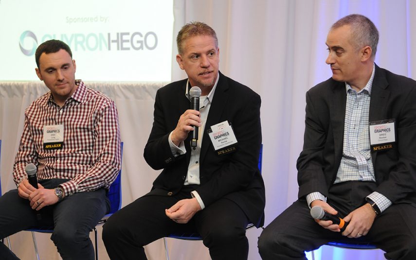 From left: Oilers Entertainment Group’s Andrew Lalonde, Philadelphia Eagles’ Eric Long, and Panasonic Xperiences’ Michael Rocha