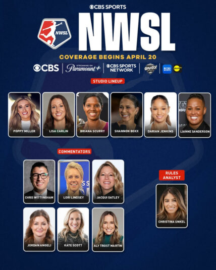 CBS Sports to debut new partnership with NWSL, featuring record number of matches on network TV.